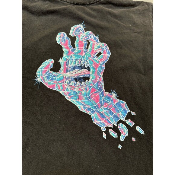 Santa Cruz Screaming Diamond/Crystal Hand T-Shirt Small Black Pink Blue - Picture 3 of 6
